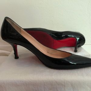Christian Louboutin Black Patent Kitten Heels 37.5
